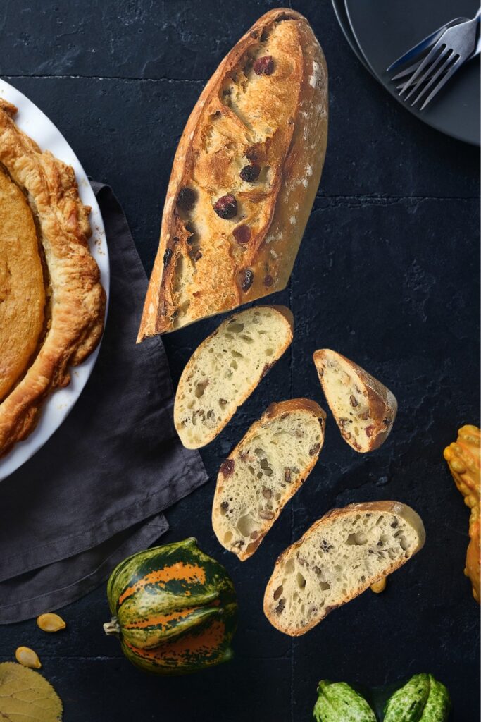 Cranberry Pecan Baguettes on a Fall Table