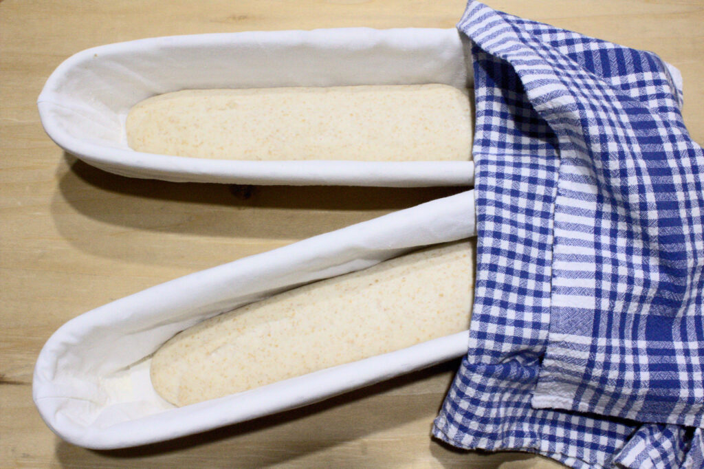 Proofing NOLA bread dough in 15 Inch Baguette Banneton Proofing Baskets 