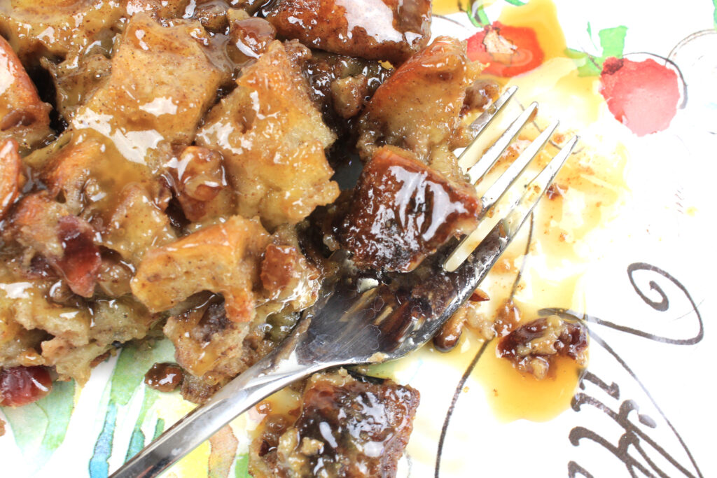 Decadent Bread Pudding drizzled with Sauce