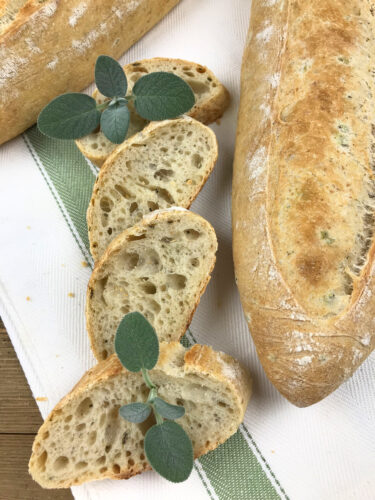 Brown Butter Sage Baguettes with Open Crumb