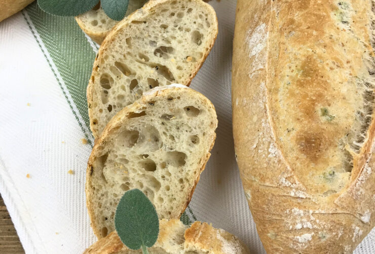 Brown Butter Sage Baguettes with Open Crumb