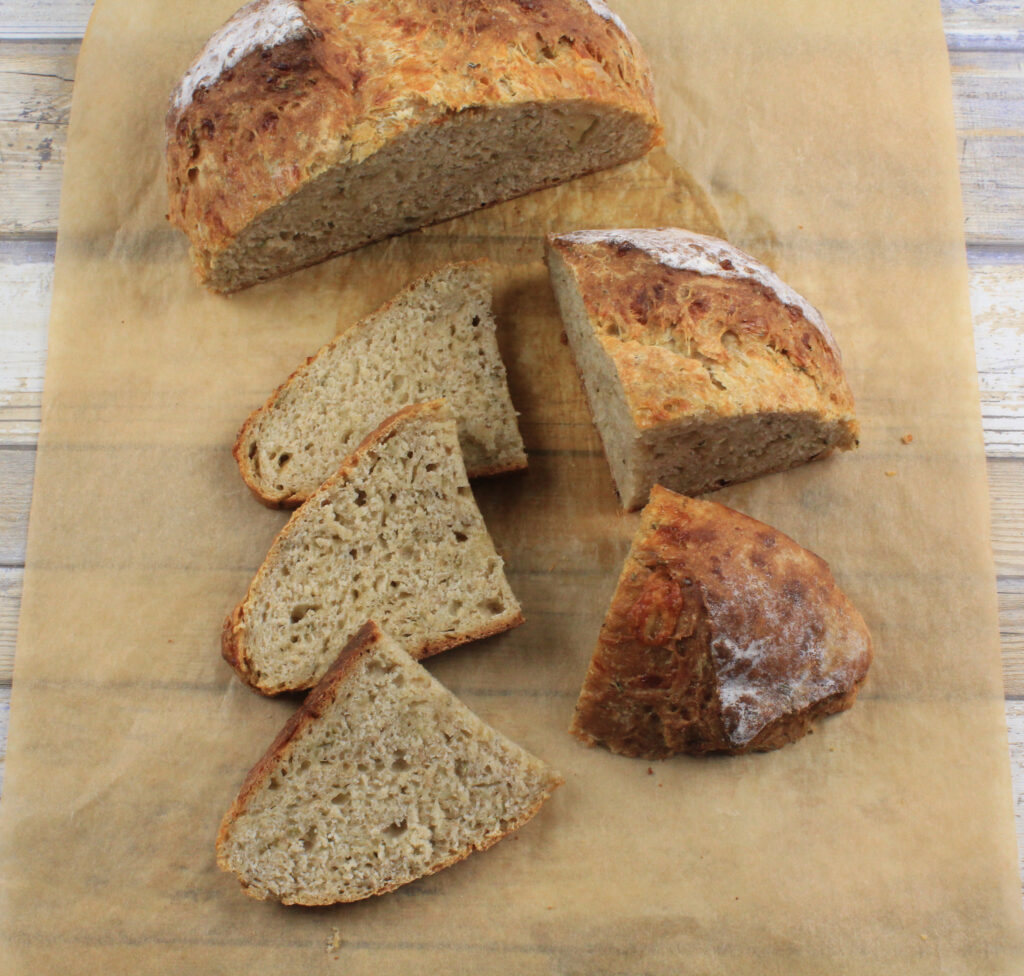 Sourdough Cheddar Herb Soda Bread Sliced