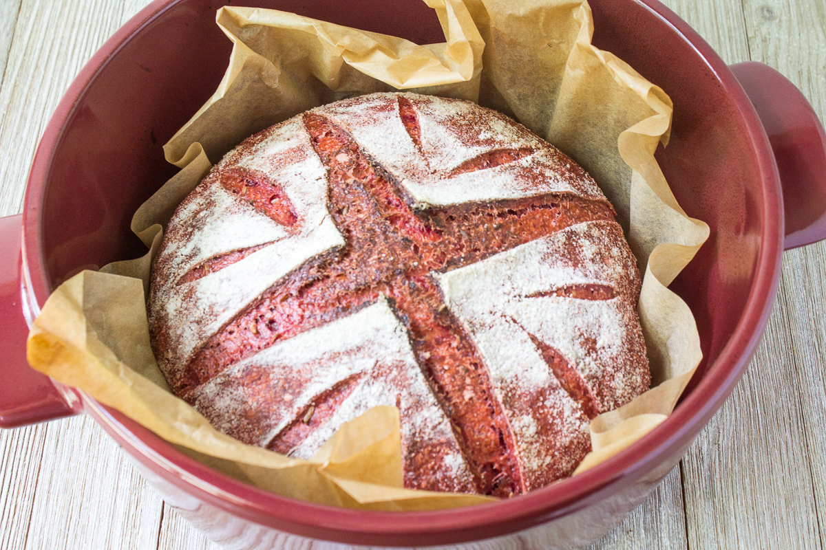 Roasted Beet Bread Baked in a Dutch Oven