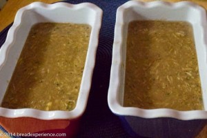 Zucchini Bread Batter in Pans