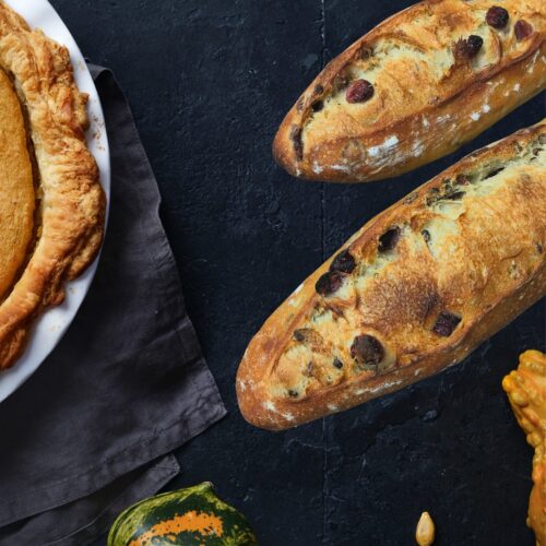 Cranberry Pecan Baguettes on Table