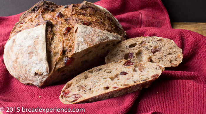 cranberry sourdough rye sliced and ready to eat