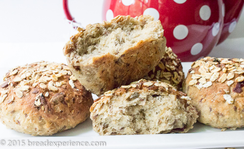 Muesli Rolls with an Oat and Seed Soaker #breadbakingbabes #BBB