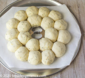 yeast rolls with biscuit cutter in center