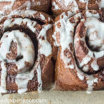 Close up shot of chocolate orange sweet roll loaf