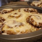 Sourdough Cinnamon Rolls Topped with a Powder Sugar Glaze