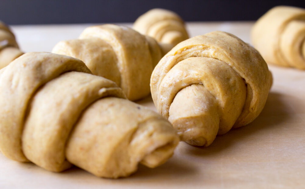 Sourdough Einkorn Pumpkin Crescent Rolls Proofing