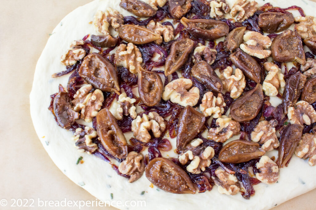 Sourdough Fig Flatbread dough before baking